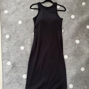 Elegant Ribbed Bra Black Sleeveless Dress